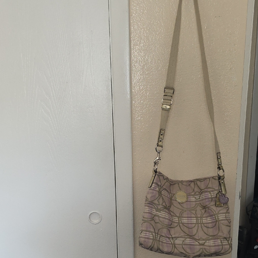 Coach Beige and Lavendar Crossbody Bag